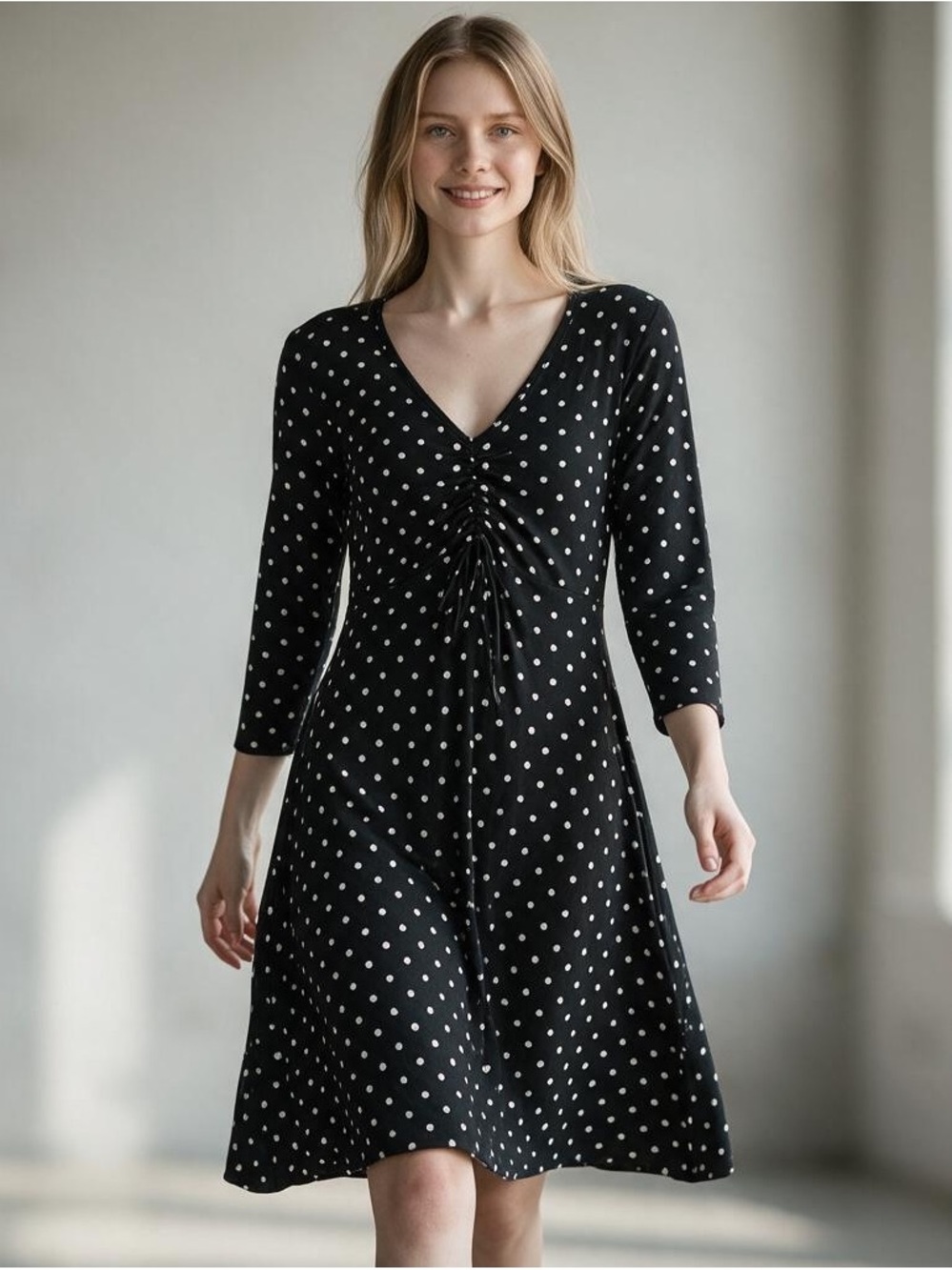 BOBBIE BROOKS Women’s Medium Black White Polka Dot Dress